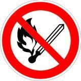 Запрещается пользоваться открытым огнем и курить P02. Запрещающие пожарные знаки.