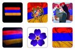 3D cтикеры / 3Д наклейки на телефон, флаг, герб Армении. Набор 6шт. Размер 1 шт 3х3 см. Яркие.