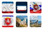 3D cтикеры / 3Д наклейки на телефон, флаг, герб Крыма. Набор 6шт. Размер 1 шт 3х3 см. Яркие.